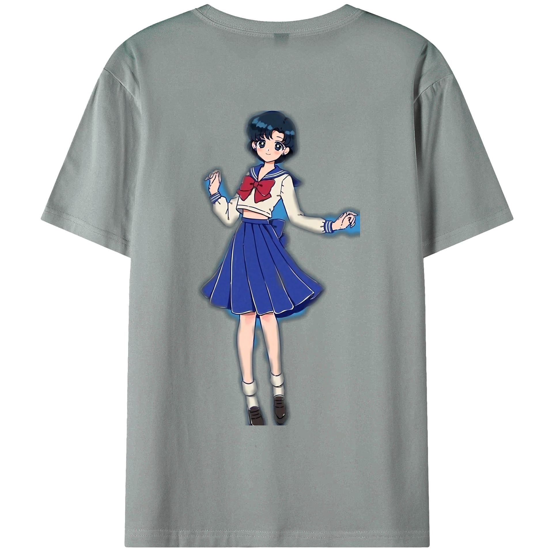 （画像用） 美少女戦士セーラームーン 水野 亜美 みずの あみ Sailor Moon Mizuno Ami 綿100％ メンズ半袖Tシャツ（バックプリント） 通気性